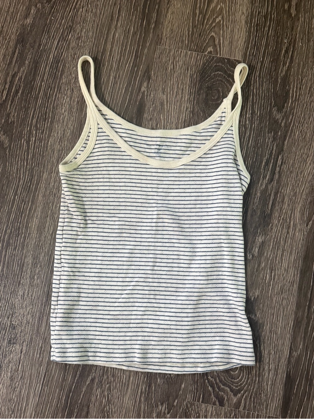 Brandy Melville Cream & Navy Thin-Stripe Tank Top
